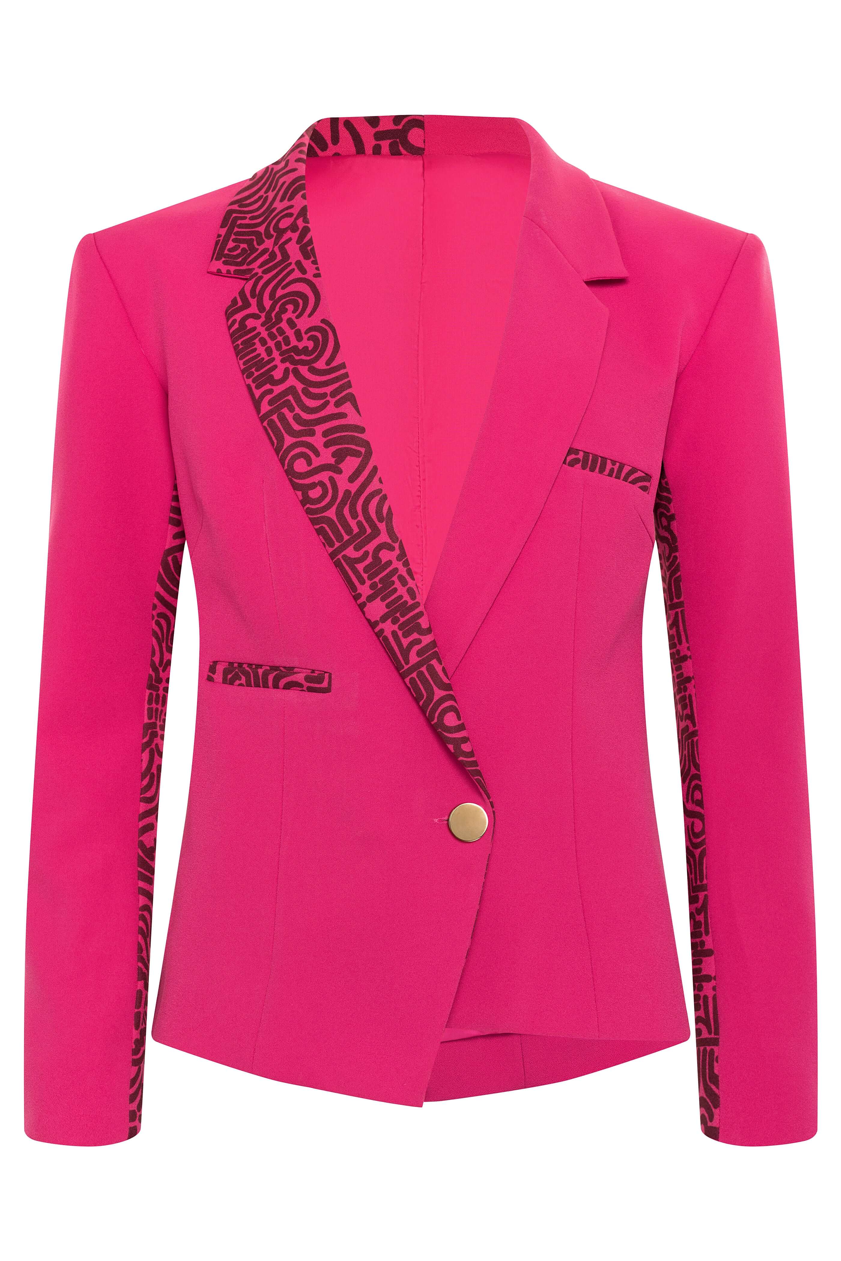 Yeli Bana Women's Double Breasted Blazer (Hot Pink)
