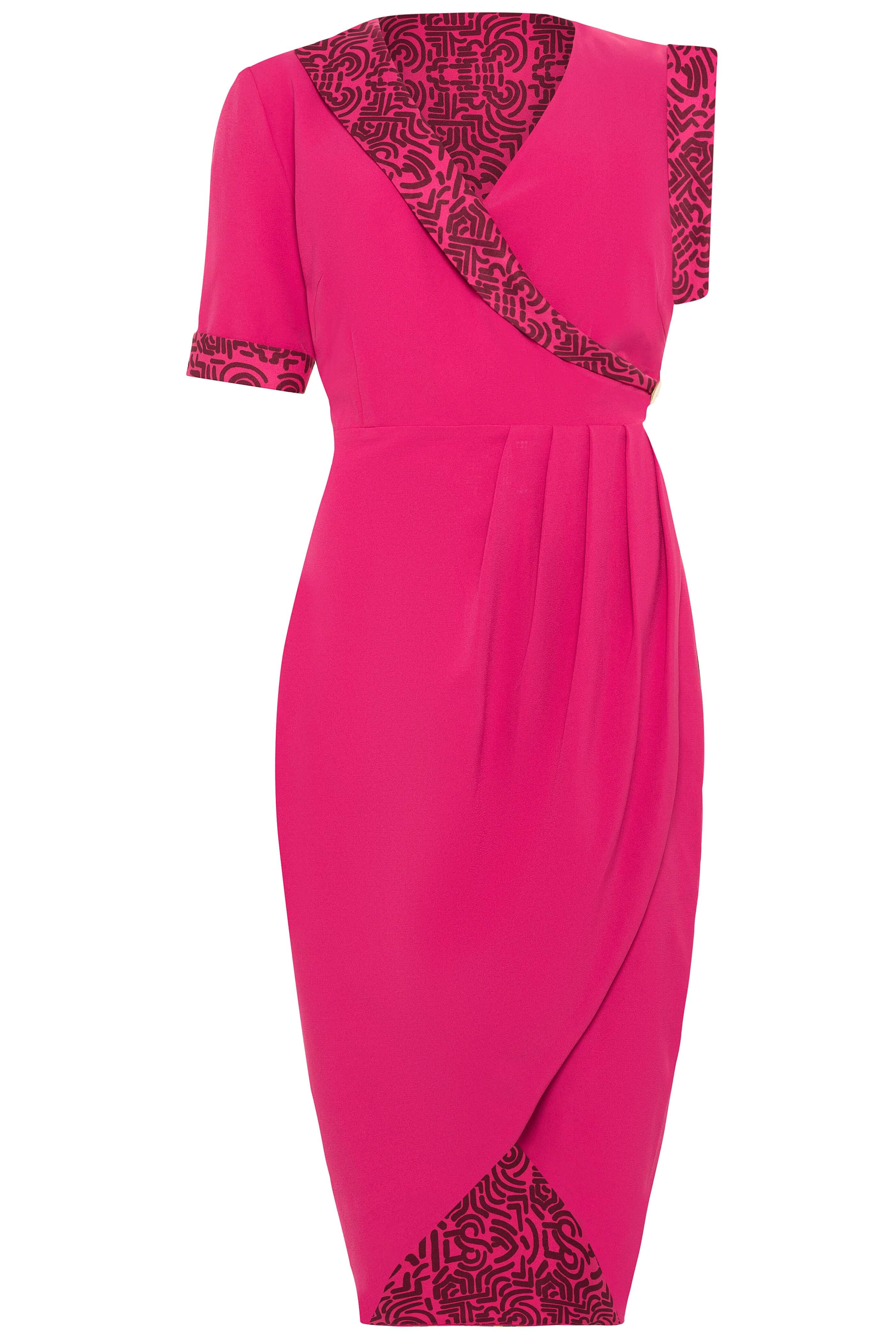 Ida Midi Wrap Dress (Hot Pink)