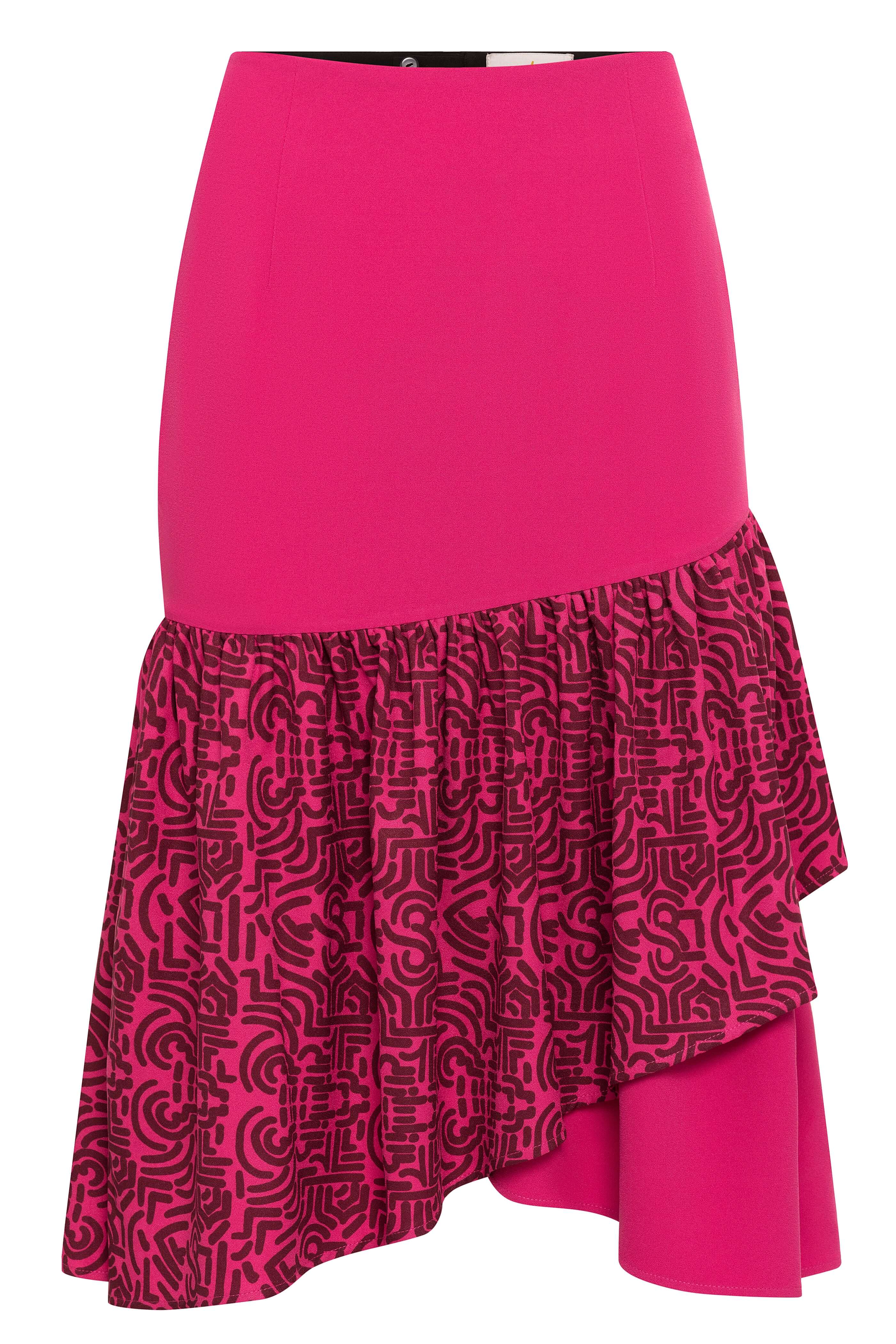 Sigi Fitted Midi Skirt (Hot Pink)