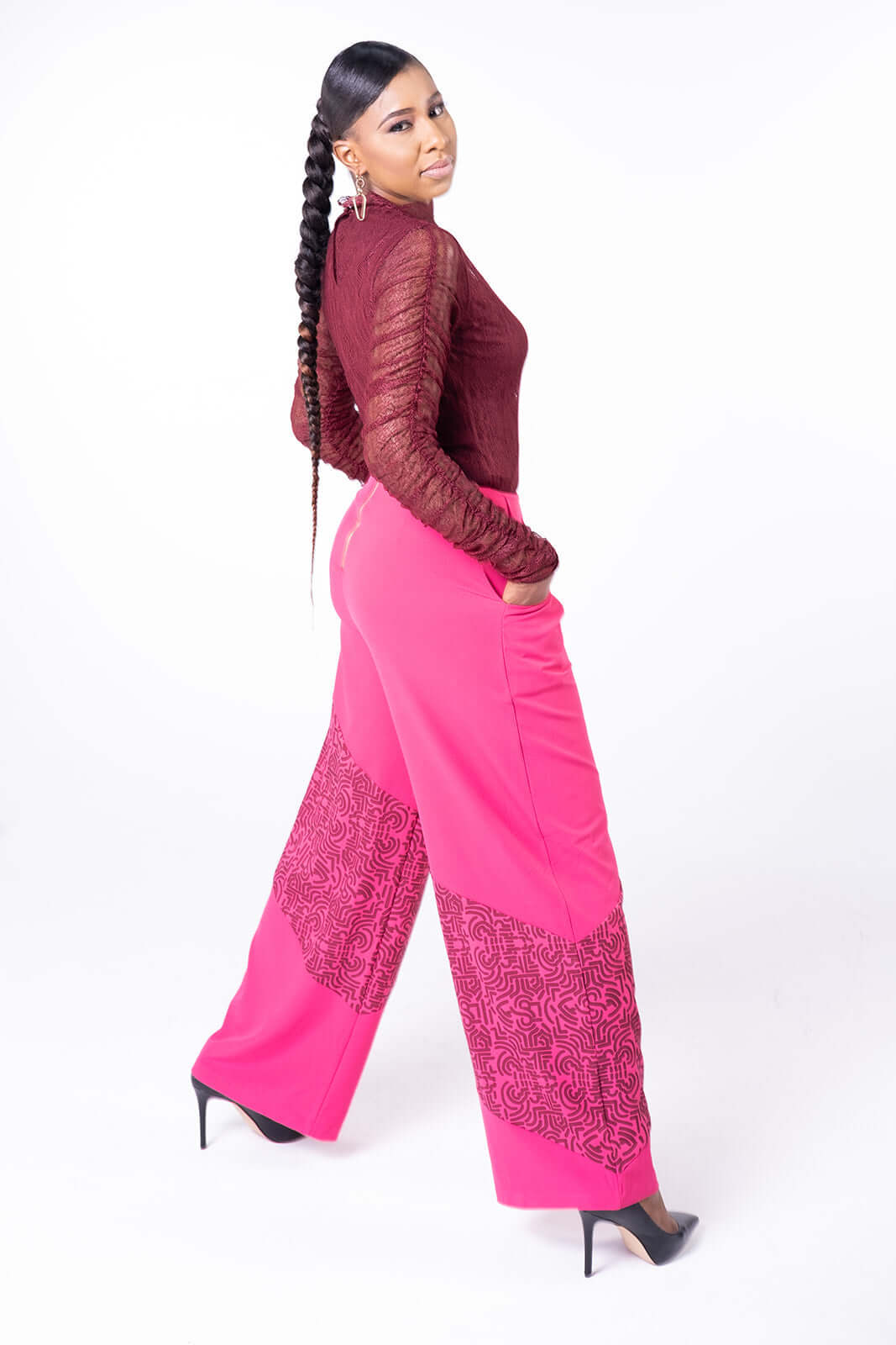 Trousers with pressed crease Color hot pink - RESERVED - 2940P-42X