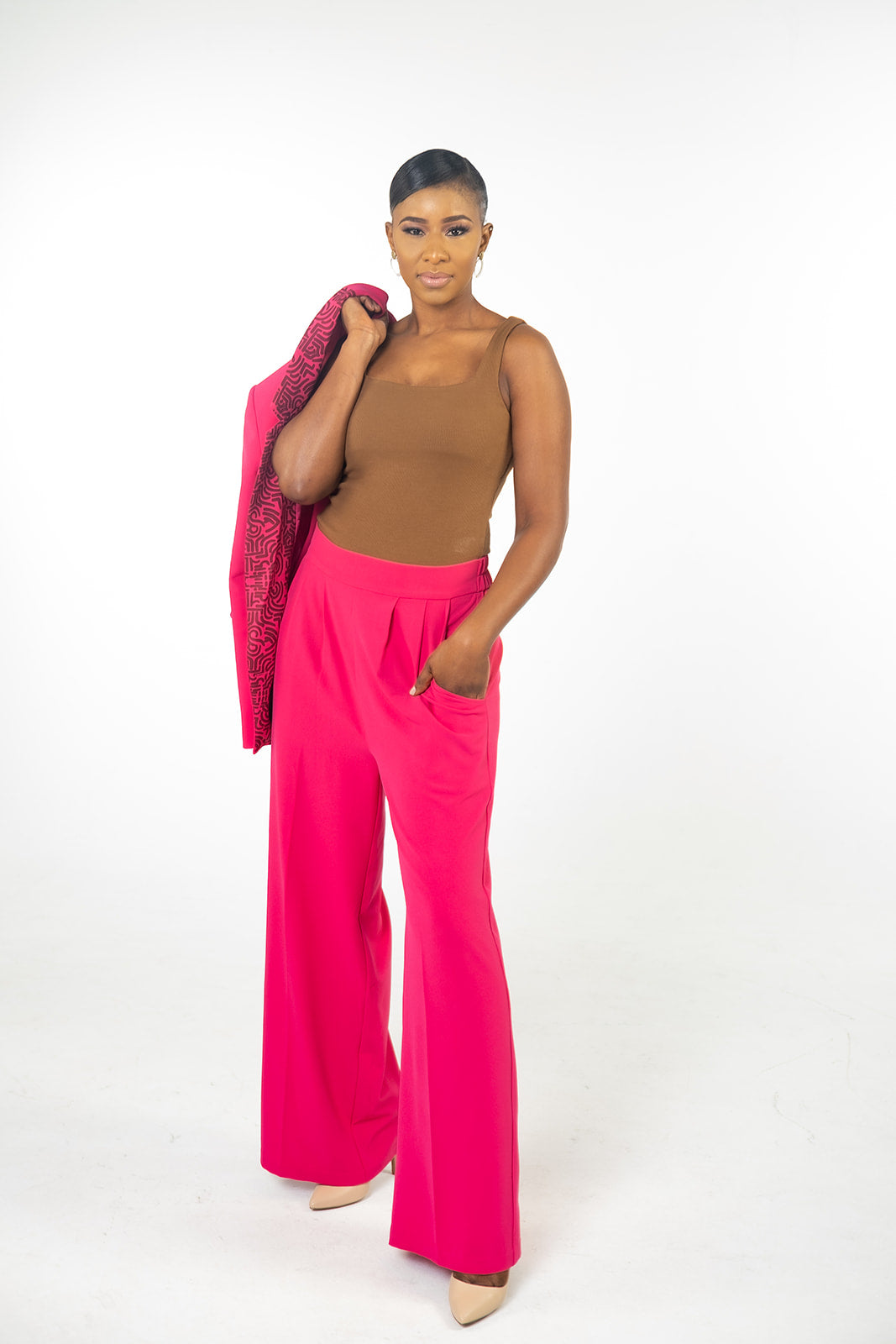 Sai Wide Leg Pants (Solid Pink) front view 